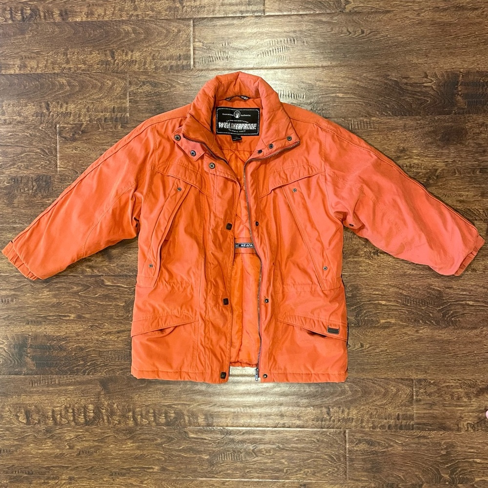 Weatherproof Girls Puffer Coat Thermal Insulation Wind Resistant Orange Large 14